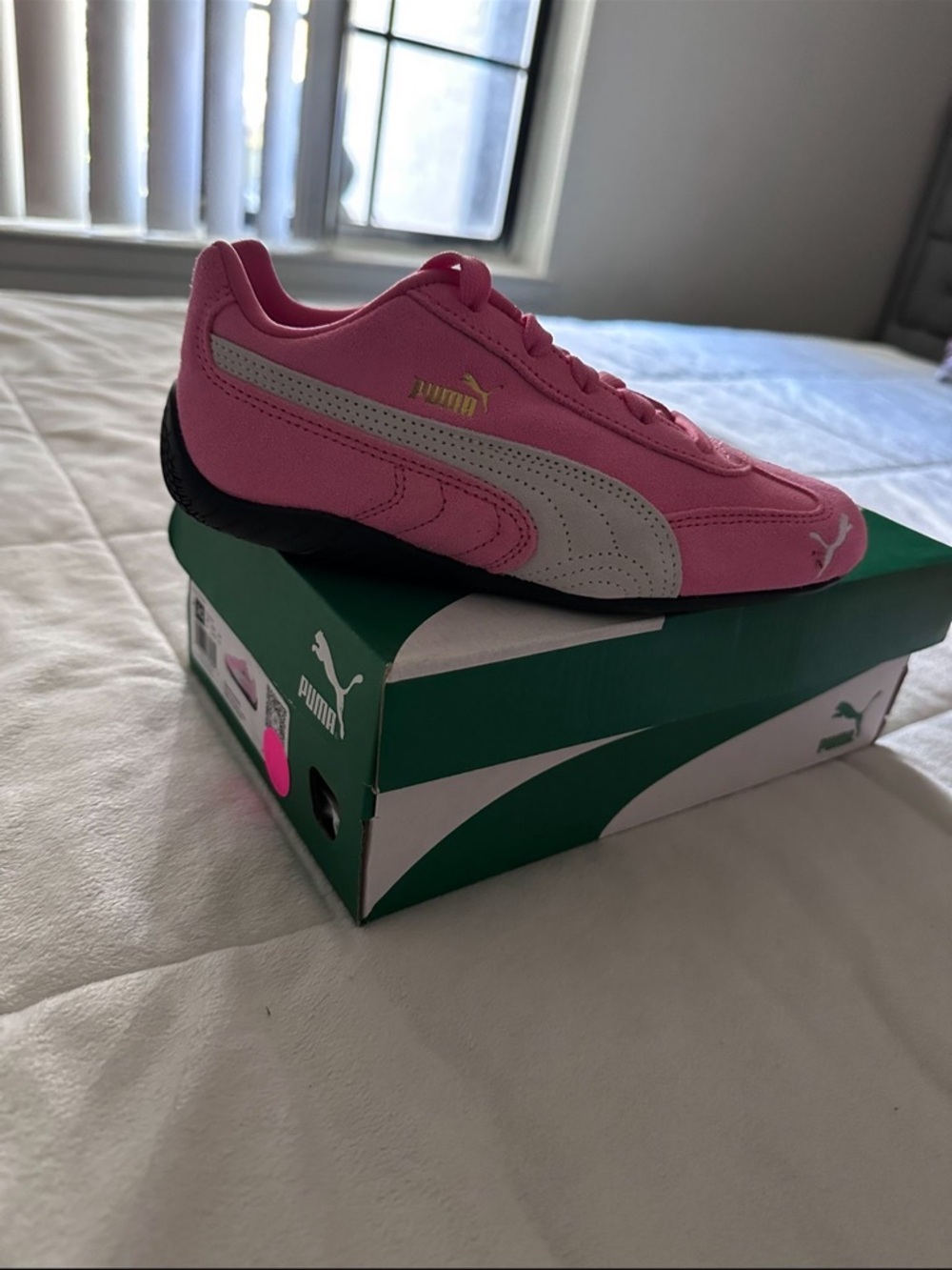 Puma Pink and White Women's Retro-Style Sneakers